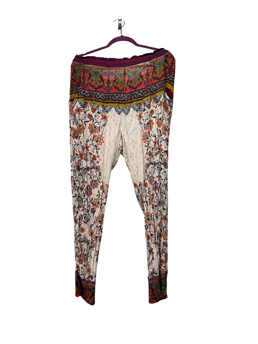 Free People Floral Border Print Leggings - Cream, Burgundy & Olive